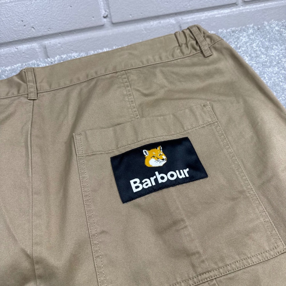 Barbour Maison Kitsune Cargo Trousers Trench Tan Khaki Pants Ankle NWT 42x32 - Picture 7 of 14